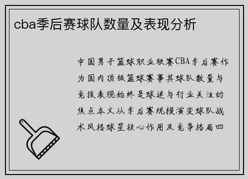 cba季后赛球队数量及表现分析